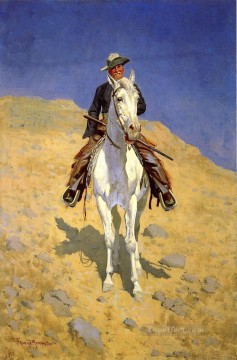 Frederic Remington Painting - Self Portrait on a Horse Old American West Frederic Remington